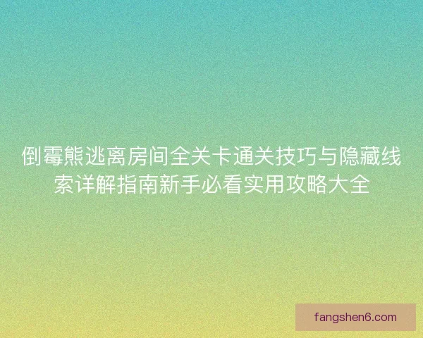 倒霉熊逃离房间全关卡通关技巧与隐藏线索详解指南新手必看实用攻略大全