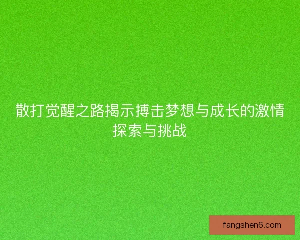 散打觉醒之路揭示搏击梦想与成长的激情探索与挑战