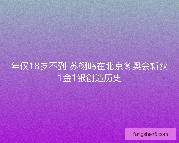 年仅18岁不到 苏翊鸣在北京冬奥会斩获1金1银创造历史